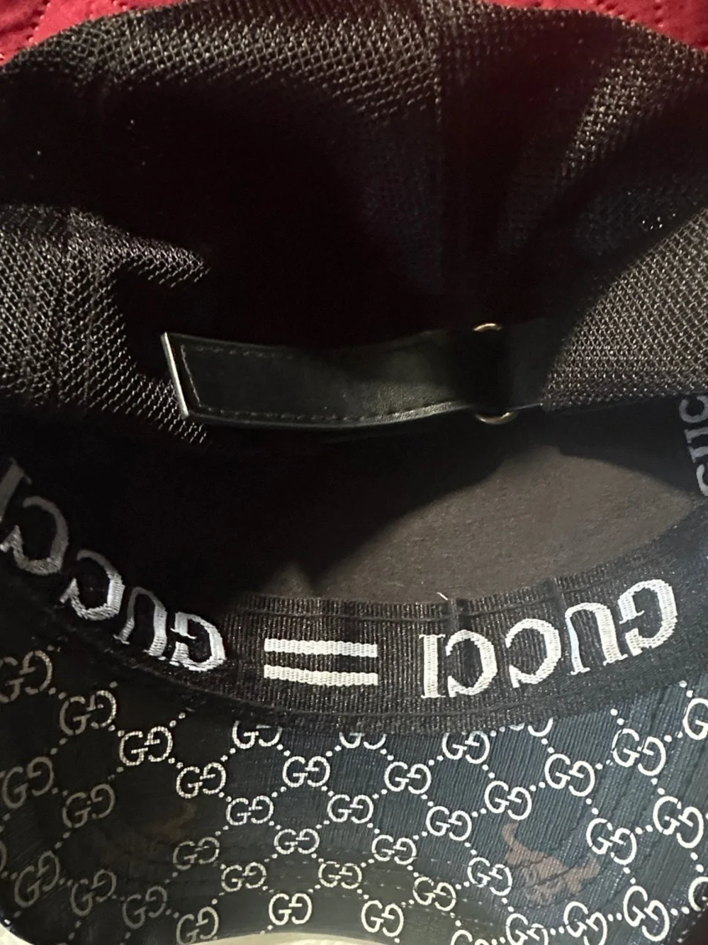 Gucci Black GG Monogram Baseball Cap with Brown Accents